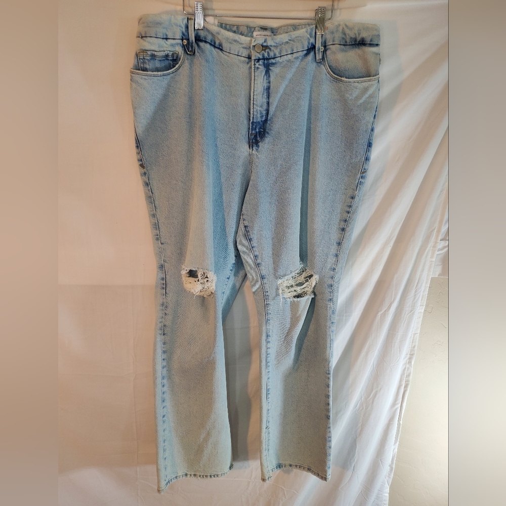 Good American Jeans Women's 18 Plus 38x32 Blue Distressed New with Tags